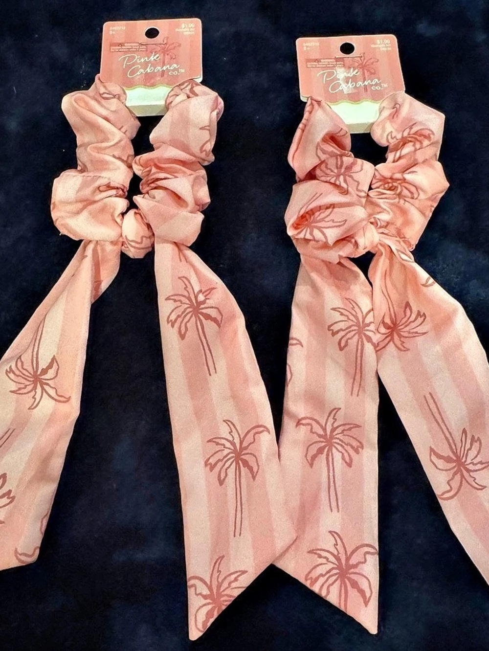 Pink Cabana Co. Pink Palm Tree Scarf Scrunchie Set